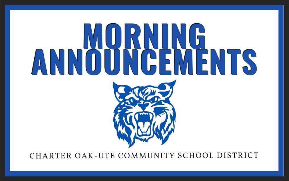 Monday's Morning Announcements
