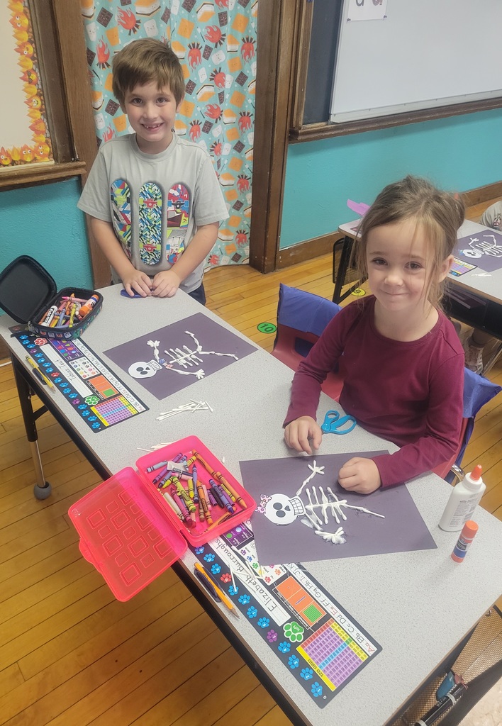 Mrs. Cogdill's class is learning about the skeletal system. Today, we finished up the lesson by exploring the joints on a model skeleton and created a q-tip skeleton.