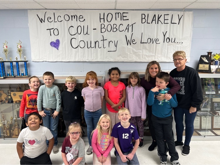 COU 1st Graders from Ms. Ellerbeck’s class welcoming Blakely home!!!
